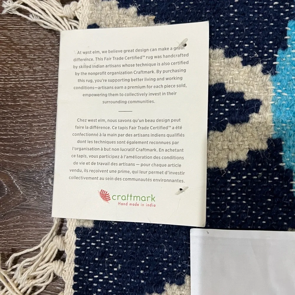 NWT west elm Geometric Fringe mat 2 total